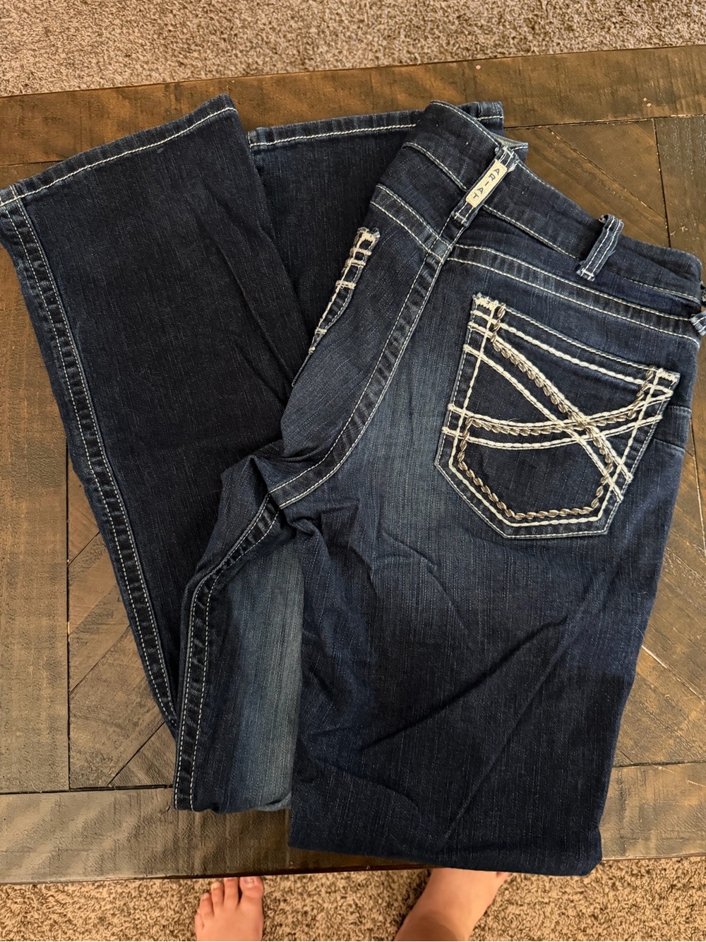 Ariat Women's Dark Blue Bootcut Jeans with White Contrast Stitching